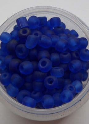 Frosted Glass 4mm Beads. Cobalt x 50