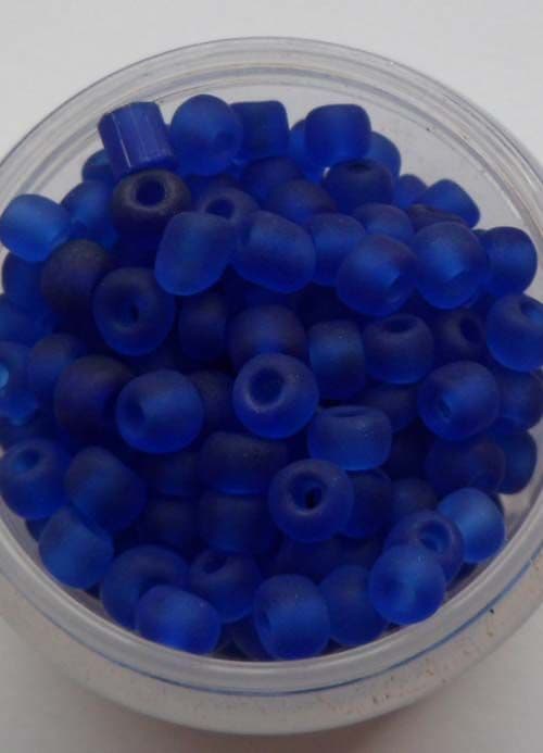 Frosted Glass 4mm Beads. Cobalt x 50