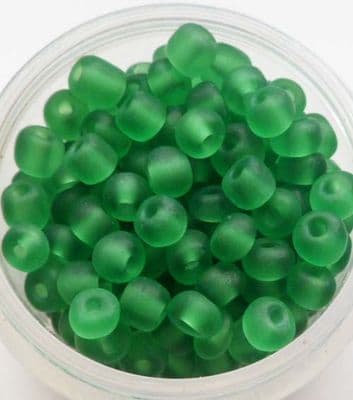 Frosted Glass 4mm Beads. Dark Green x 50