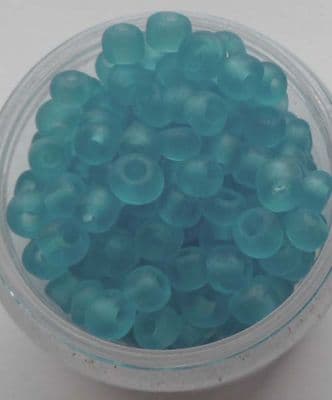 Frosted Glass 4mm Beads. Dark Turquoise/Blue x 50