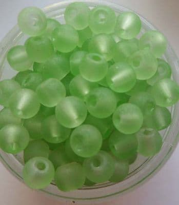 Frosted Glass 4mm Beads. Green x 50