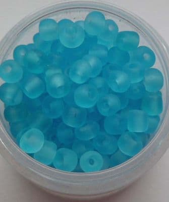 Frosted Glass 4mm Beads. Light Turquoise/Blue x 50