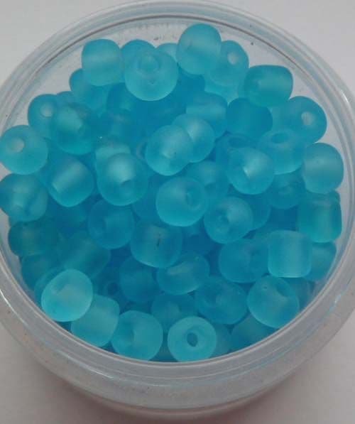 Frosted Glass 4mm Beads. Light Turquoise/Blue x 50