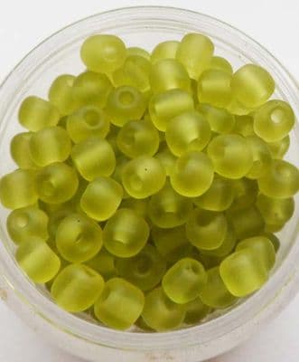 Frosted Glass 4mm Beads. Lime Green x 50.