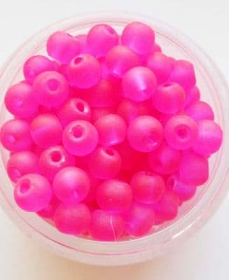 Frosted Glass 4mm Beads. Magenta x 50