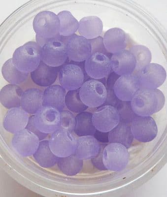 Frosted Glass 4mm Beads. Pale Purple x 50