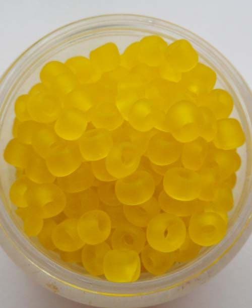 Frosted Glass 4mm Beads. Yellow x 50