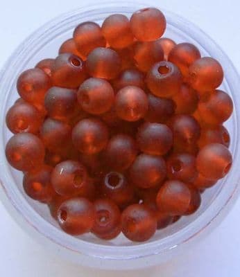 Frosted Glass beads 4mm. Burnt Orange x 50