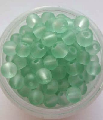Frosted Glass Beads 4mm. Pale Green x 50.