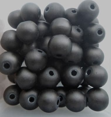 Frosted Glass Beads 6mm. Black x 20