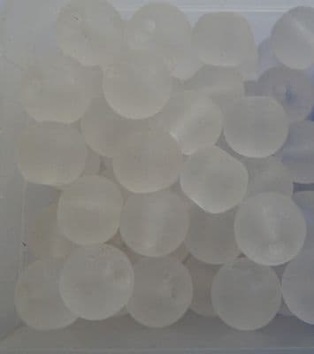 Frosted Glass Beads 6mm. Clear x 20