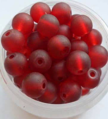Frosted Glass Beads 6mm. Deep Red x 20