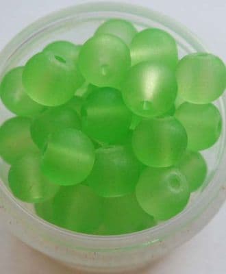 Frosted Glass Beads 6mm. Green x 20