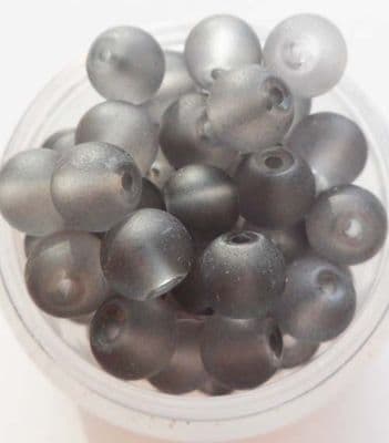 Frosted Glass Beads 6mm. Grey x 20