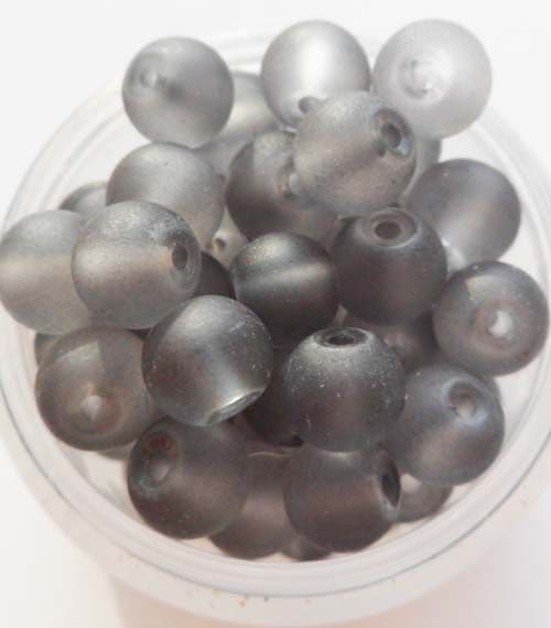 Frosted Glass Beads 6mm. Grey x 20