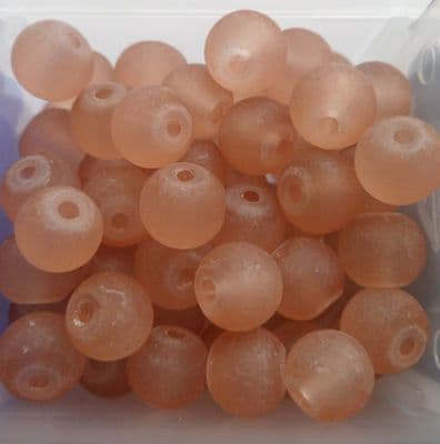 Frosted Glass Beads 6mm. Light Brown x 20