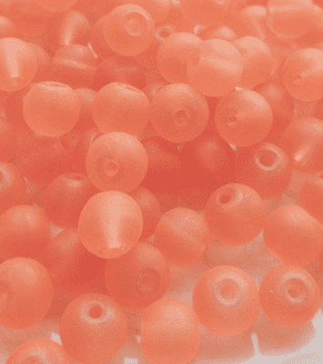 Frosted Glass Beads 6mm. Orange x 20