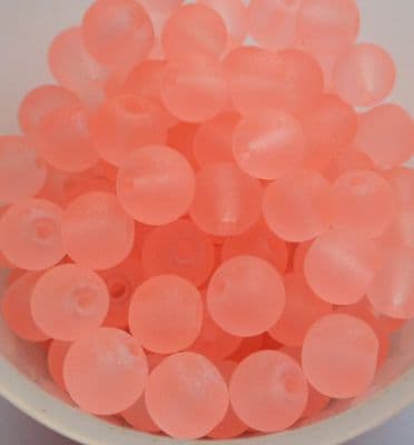 Frosted Glass Beads 6mm. Pale Orange x 20