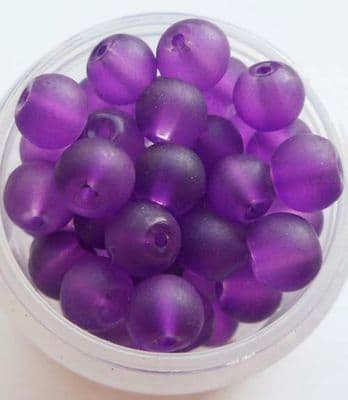 Frosted Glass Beads 6mm. Purple x 20