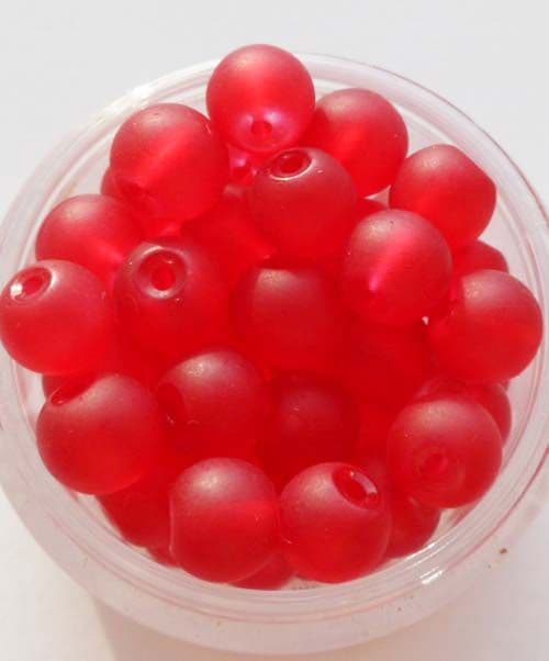 Frosted Glass Beads 6mm. Red x 20