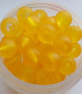 Frosted Glass Beads 6mm. Yellow x 20