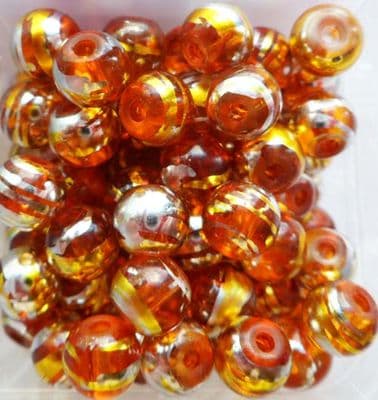 Glass Drawbench Beads 6mm Orange x 20