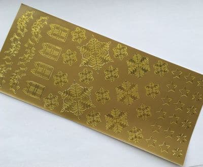 Gold peel off Christmas stickers. 1 sheet