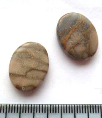 Grey Zebra Jasper Oval 2 bead x 2. 20mm x 15mm.