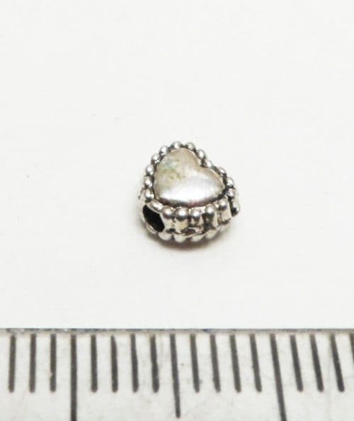 Tibetan Style heart spacer beads. Gold, Silver, Smooth. Tiny