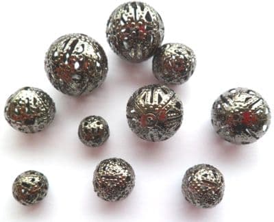 Hollow spacer bead x 10. 3 sizes. 9mm - 15mm. Black.