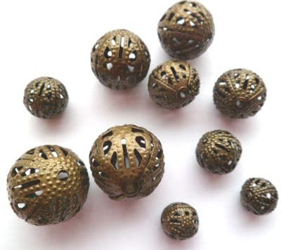 Hollow spacer bead x 10. 5 sizes. 7mm - 15mm. Antique Bronze