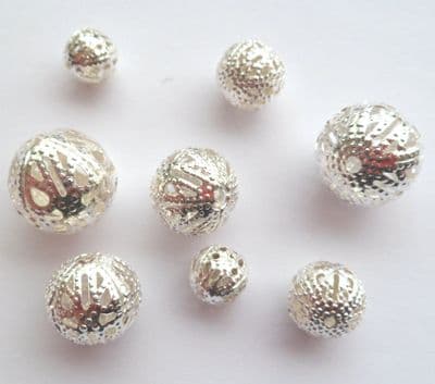 Hollow spacer bead x 8. 4 sizes. 9mm - 15mm