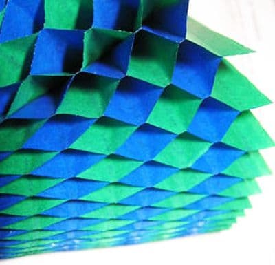 Honeycomb Paper x 1. 17cm x 25cm. Blue/Green Duo Colours