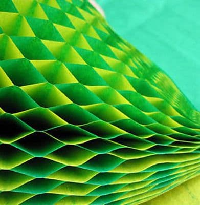 Honeycomb Paper x 1. 17cm x 25cm. Green/Yellow Duo Colours