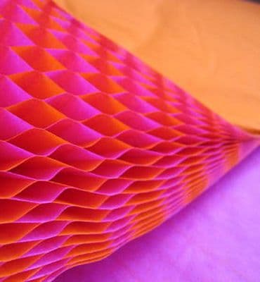 Honeycomb Paper x 1. 17cm x 25cm. Pink/Orange Duo Colours