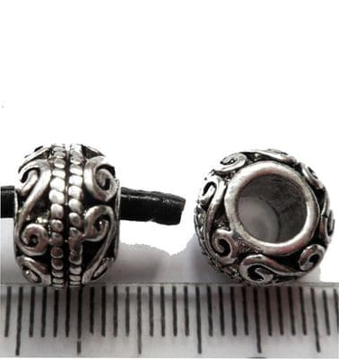 Large hole scroll Euro bead. 8mm x 12mm