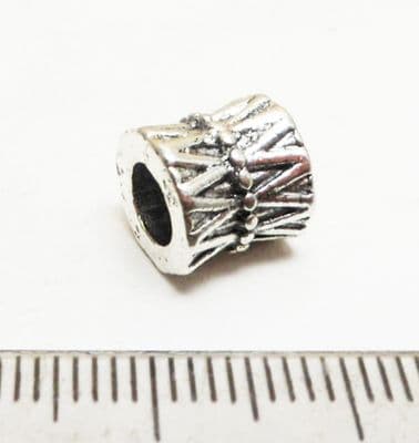 Large Hole Tibetan Silver bead. 9x9mm with 4.5mm hole.