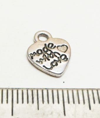 Made with Love Heart Charms x 50.