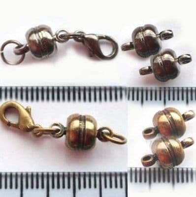 Magnetic clasp x 2. Black or Antique 7mm. With or without Lobster clasp