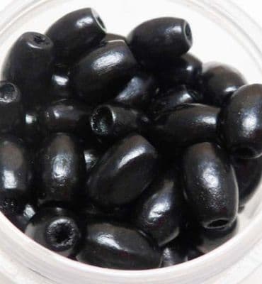 Oval wood beads.  Black x 50. 7mm x 4mm