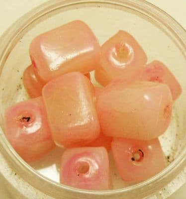 Pale Pink rectangular beads. 10mm x 8mm x 8mm. Pack of 10