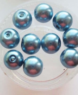 Pearl Glass 8m bead. Blue x 10