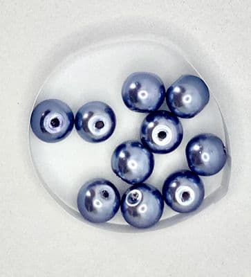 Pearl Glass 8m bead. Cornflower Blue x 10