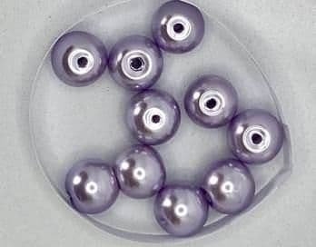 Pearl Glass 8mm beads. Lavender x 10
