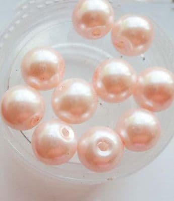 Pearl Glass 8mm Beads. Pale Pink x 10