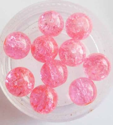 Pink Crackle beads 8mm x 10