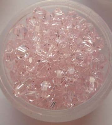 Pink Crystal Quartz Faceted Bicone Beads. 4mm x 50