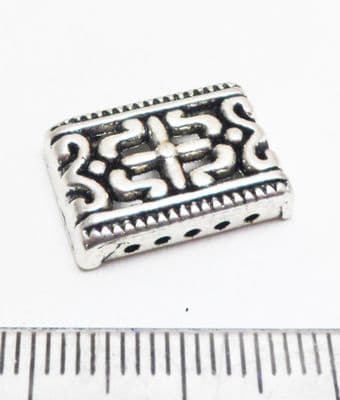 Rectangular Spacer x 6. Silver 5 hole. 17mm x 11mm x 4mm