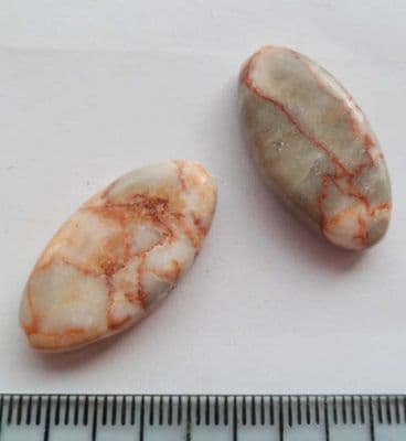 Red Line Jasper Long Oval bead x 2. 27mm x 14mm