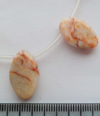 Red Line Jasper Oval Pendant x 2. 20mm x 12mm
